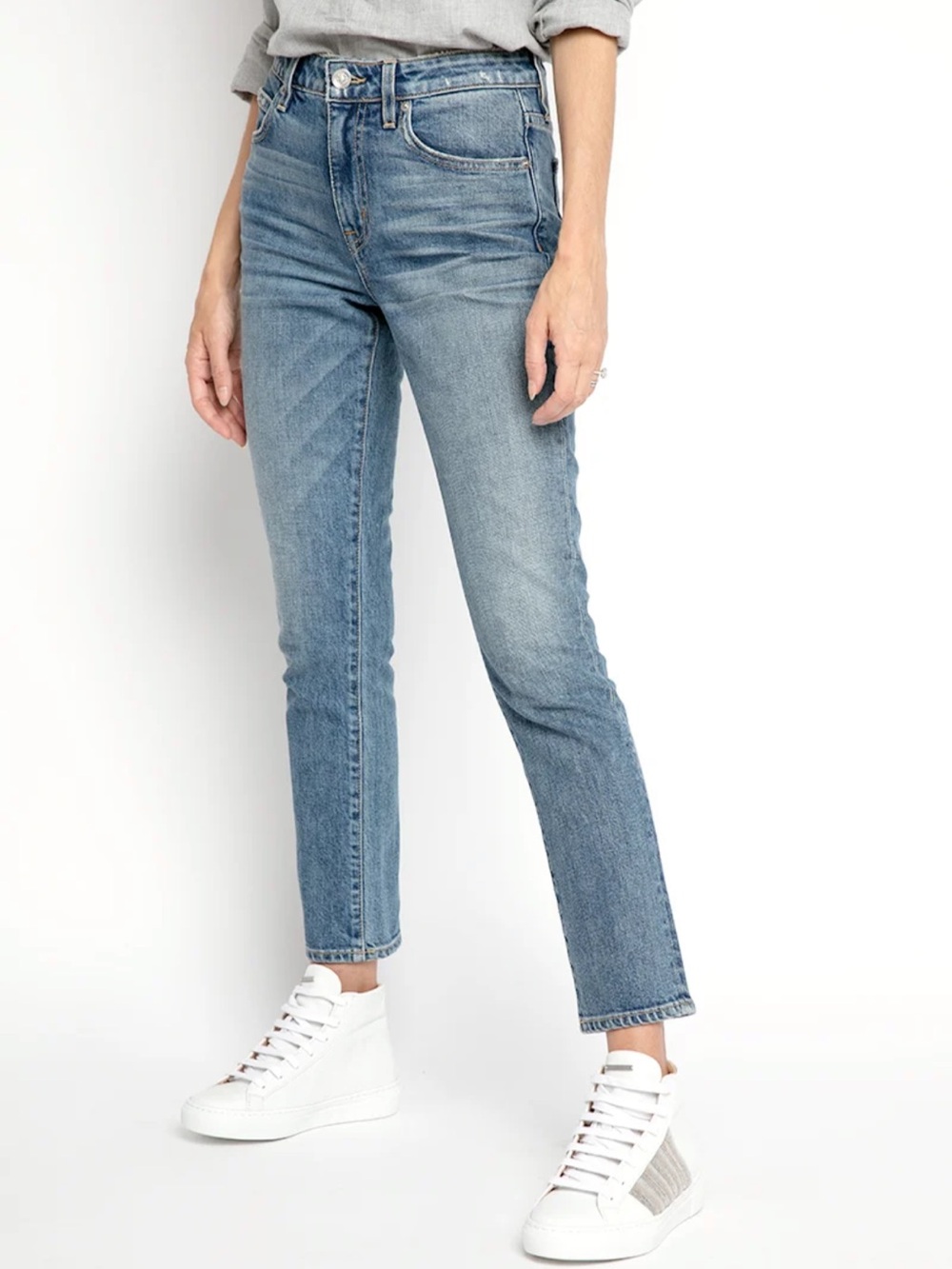 SLVRLAKE Lou Lou Slim Straight Jeans in Blue Bird Premium Denim